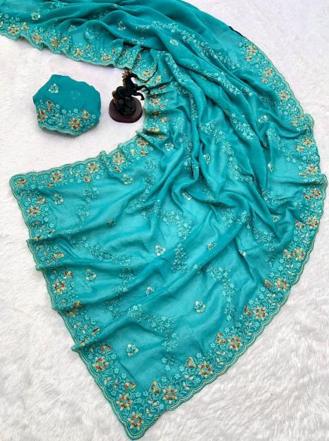Vastrangan floral embroidery surat ki saree online shopping